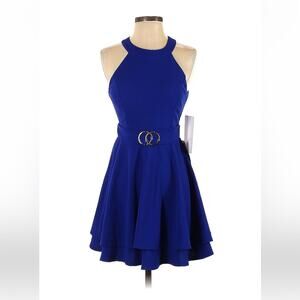 Love Nickie Lew blue tiered ruffle fit and flare dress NWT, size 5